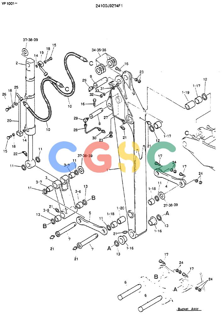 神钢零件查询(MD140BLC) - EXCAVATOR BTW YP1001 - YP1281 (1/80-12/06) (09-001) - ARM ASSY, 2.1M Kobelco