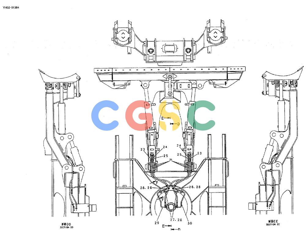 神钢零件查询(ED150) - BLADE RUNNER EXCAVATOR/DOZER ASN YH02-01384 (4/02-12/03) (02-012[3]) - HYD LINES, LOW Kobelco