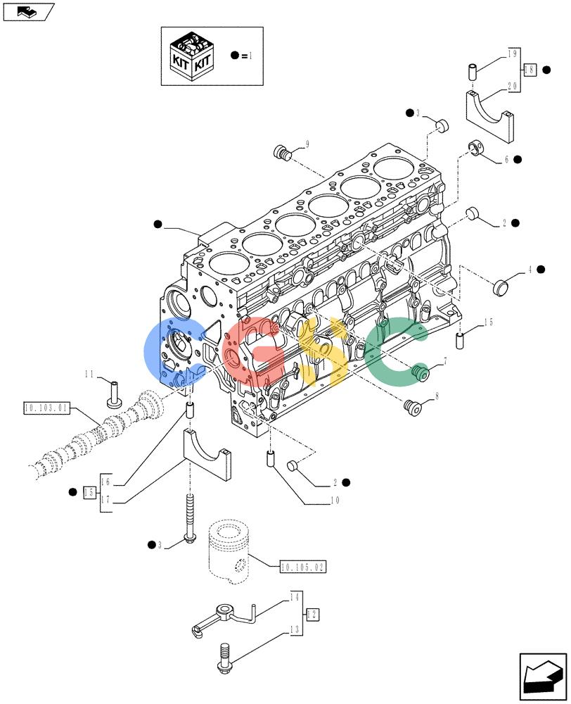 神钢零件查询(F4HFE613U A005) - ENGINE 5801366315 - 84169137 (3/10-) (10.001.02) - SHORT BLOCK - CRANKCASE (5801371818 - 504068995) Kobelco