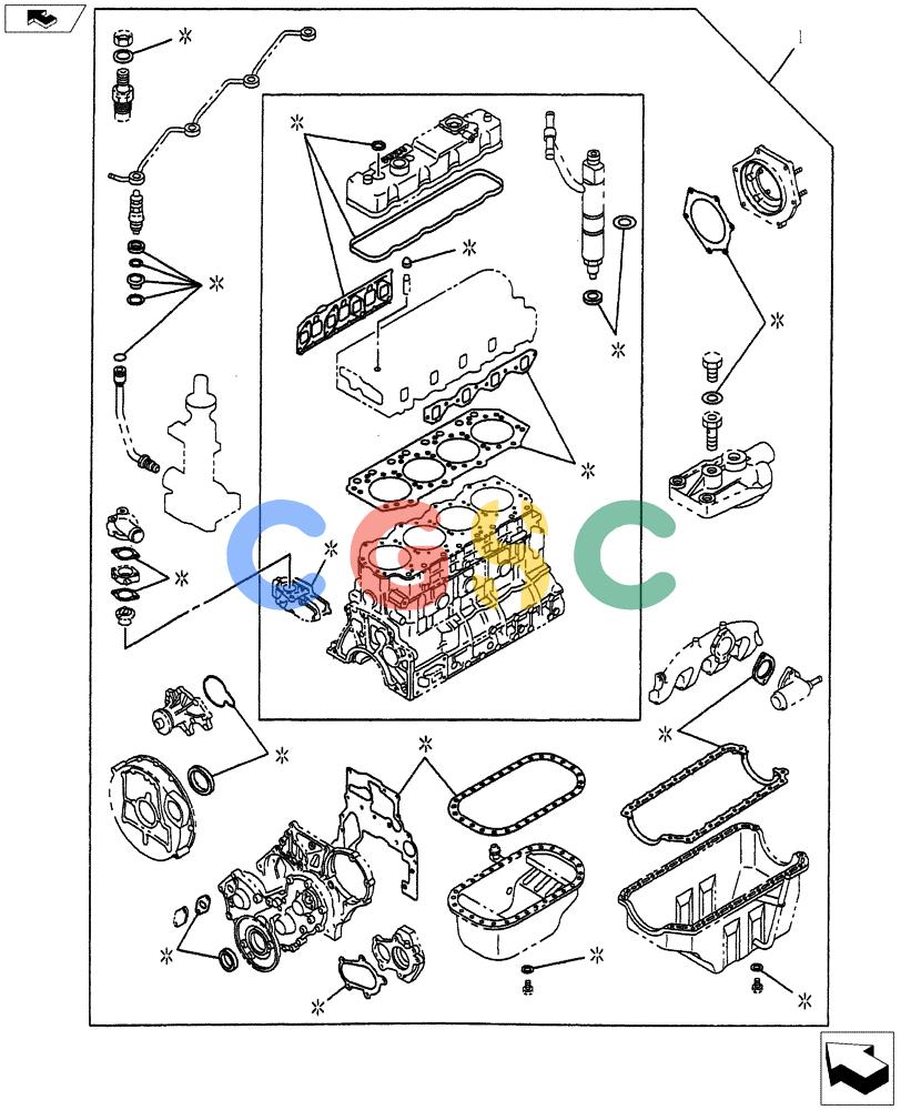 纽荷兰零件查询(E70BSR) - COMPACT CRAWLER EXCAVATOR ASN YT06-18001 (08-001[00]) - ENGINE GASKET KIT New Holland Constructuion