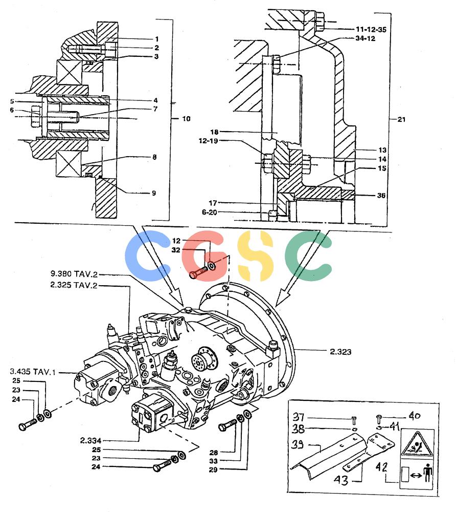 纽荷兰零件查询(DC100) - CRAWLER DOZER (N.A. VERSION) (4/00-) (2.325[01G]) - HYDROSTATIC DRIVE PUMPS WITH PTO DC100 New Holland Constructuion