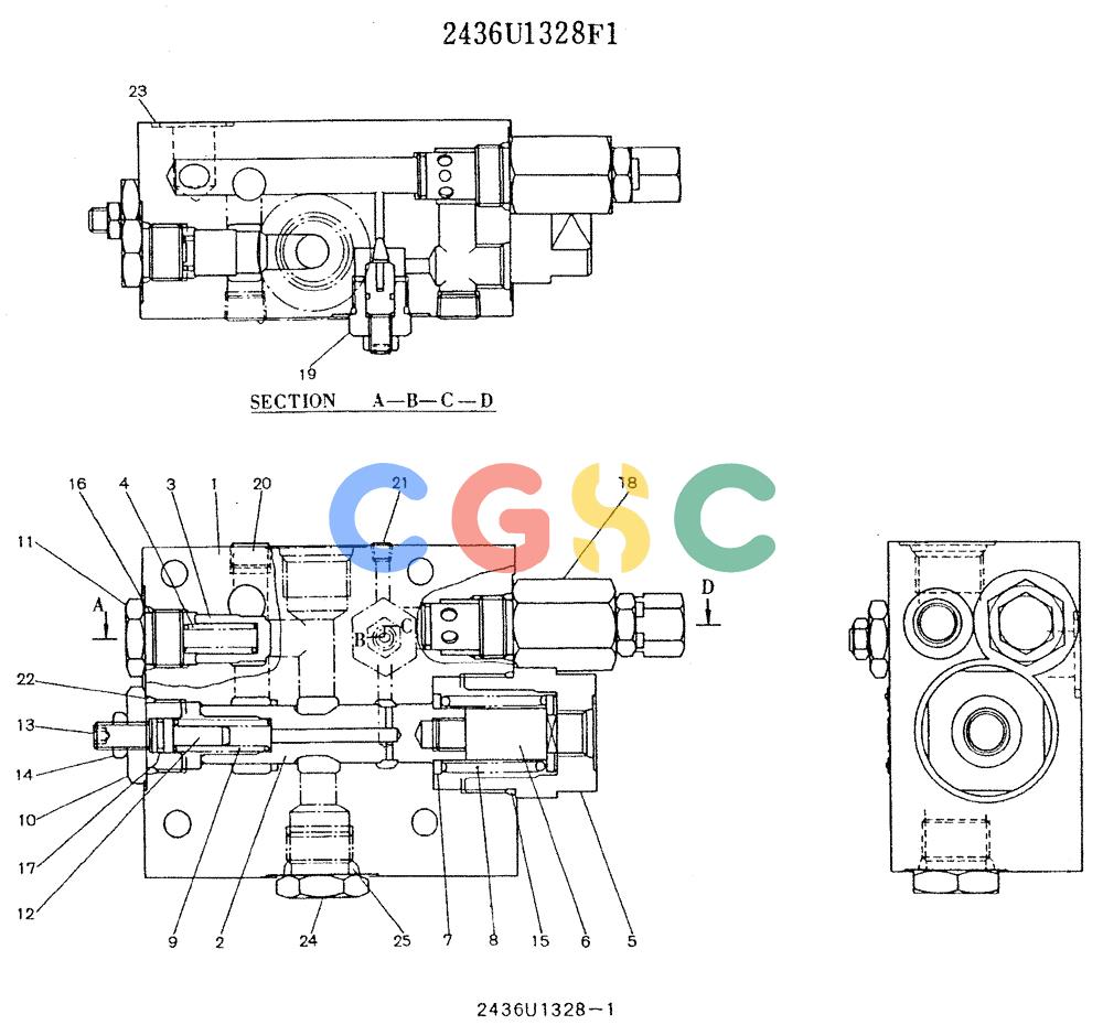 神钢零件查询(K905LC) - MARK II EXCAVATOR ASN YPU00001 (1/87-12/03) (11-016) - VALVE ASSY, HOLDING, 2436R1328 Kobelco