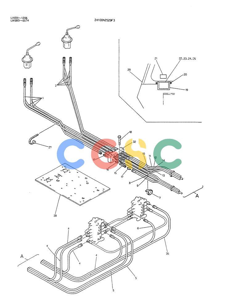 神钢零件查询(K904DL) - EXCAVATOR ASN LX1201 (1/84-12/03) (03-009) - REMOTE-CONTROL ASSY (MULTI) P/N 24100N2529F3 Kobelco