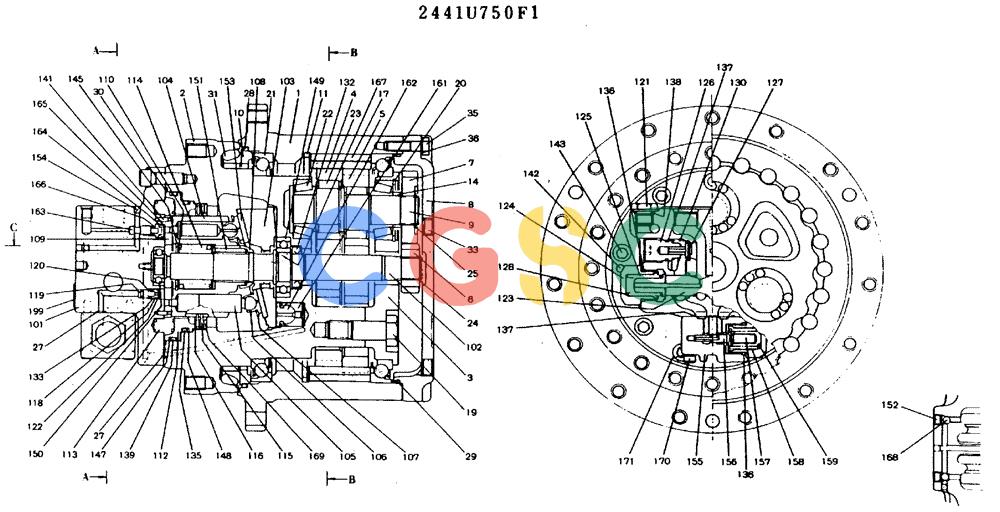 神钢零件查询(MD140BLC) - EXCAVATOR BTW YPU0001 - YPU0300 (1/80-12/06) (12-002) - MOTOR ASSY (PROPELLING) Kobelco