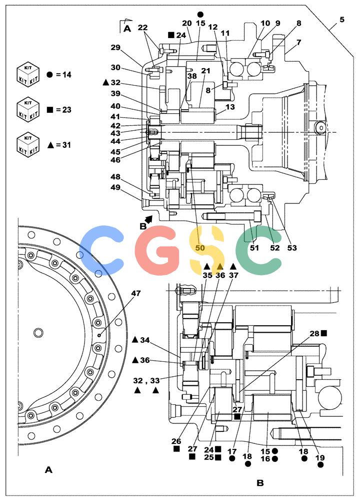 纽荷兰零件查询(E805) - CRAWLER EXCAVATOR TIER 3 (7/06-) (06-010-00[01]) - TRAVEL REDUCTION GEAR New Holland Constructuion
