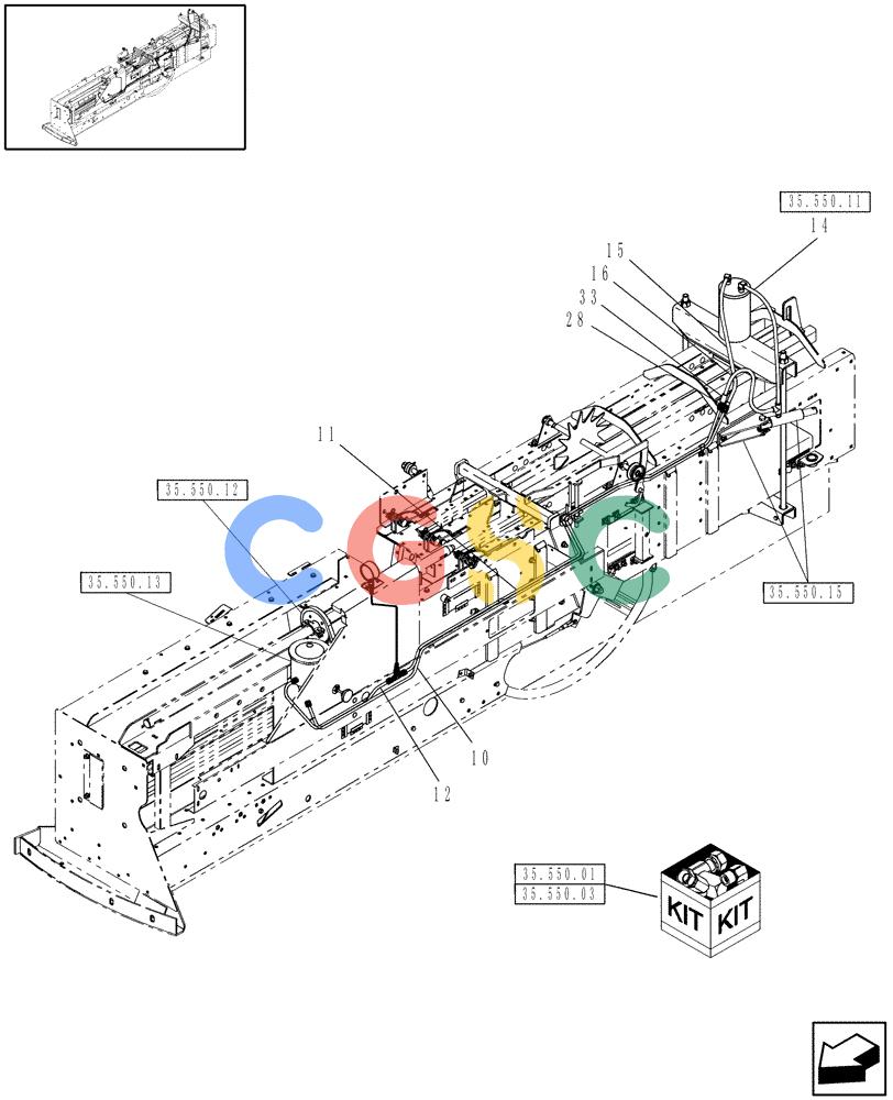 凯斯零件查询(SB551) - SMALL SQUARE BALER (9/08-12/15) (35.550.10) - HYDRAULIC BALE TENSION Case Agriculture