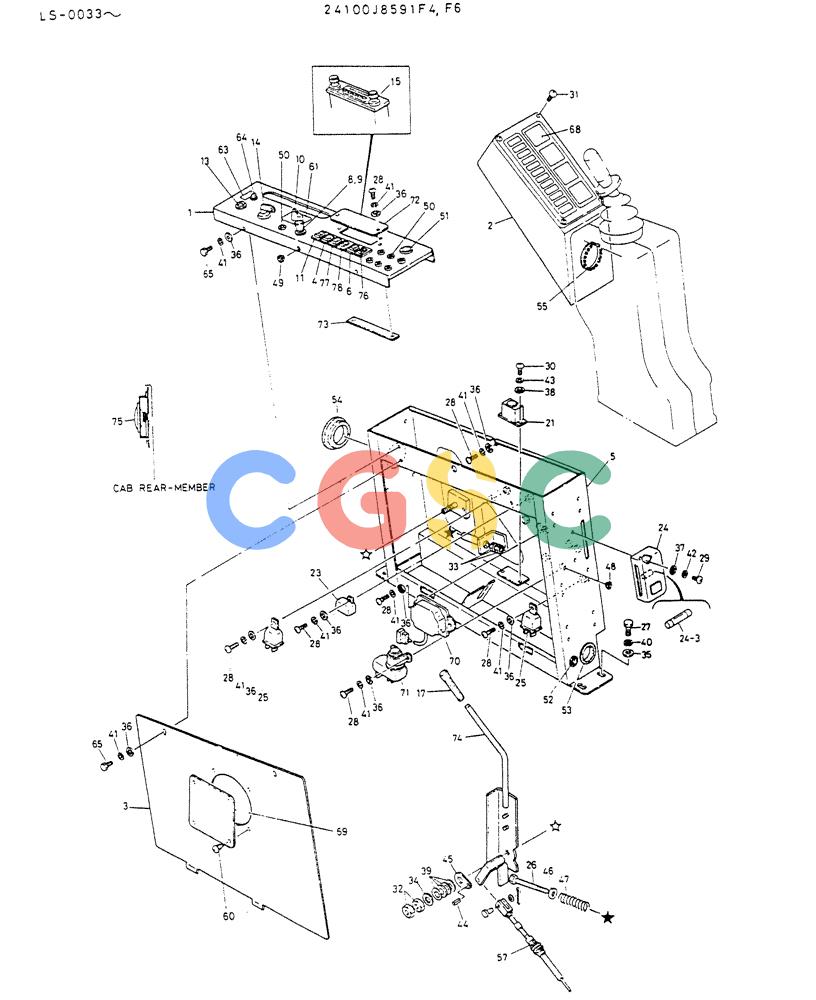神钢零件查询(K916LC) - EXCAVATOR ASN YS0119 (1/87-12/03) (05-010[01]) - PANEL ASSY,INST(NEW WRIST CONTROL TYPE) Kobelco