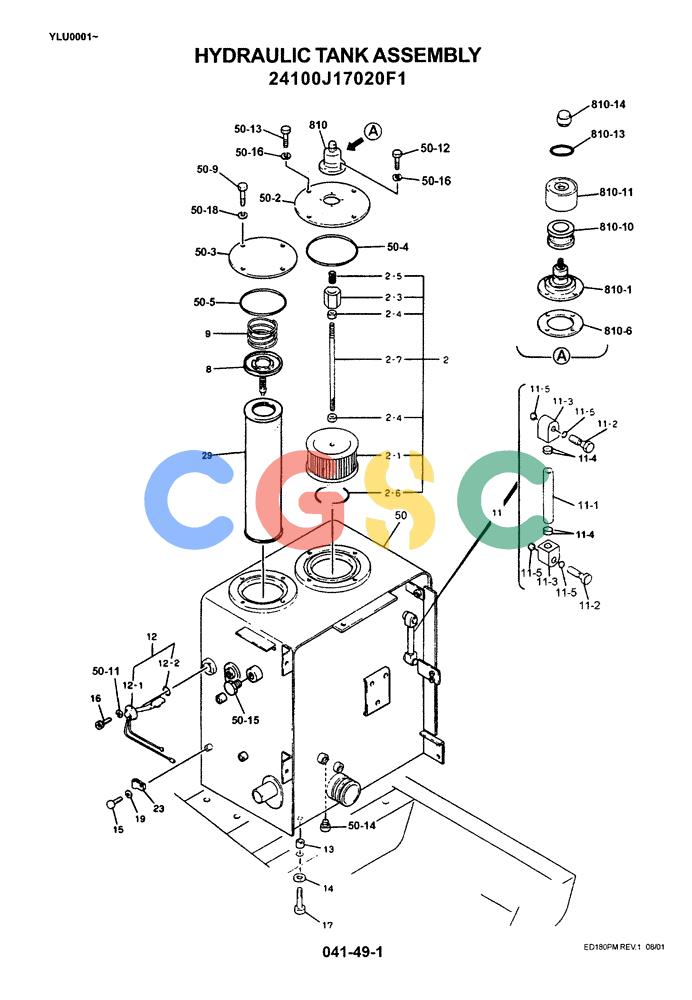 神钢零件查询(ED180) - BLADE RUNNER EXCAVATOR/DOZER ASN YLU0001 (1/99-12/01) (01-005) - HYDRAULIC TANK ASSEMBLY Kobelco