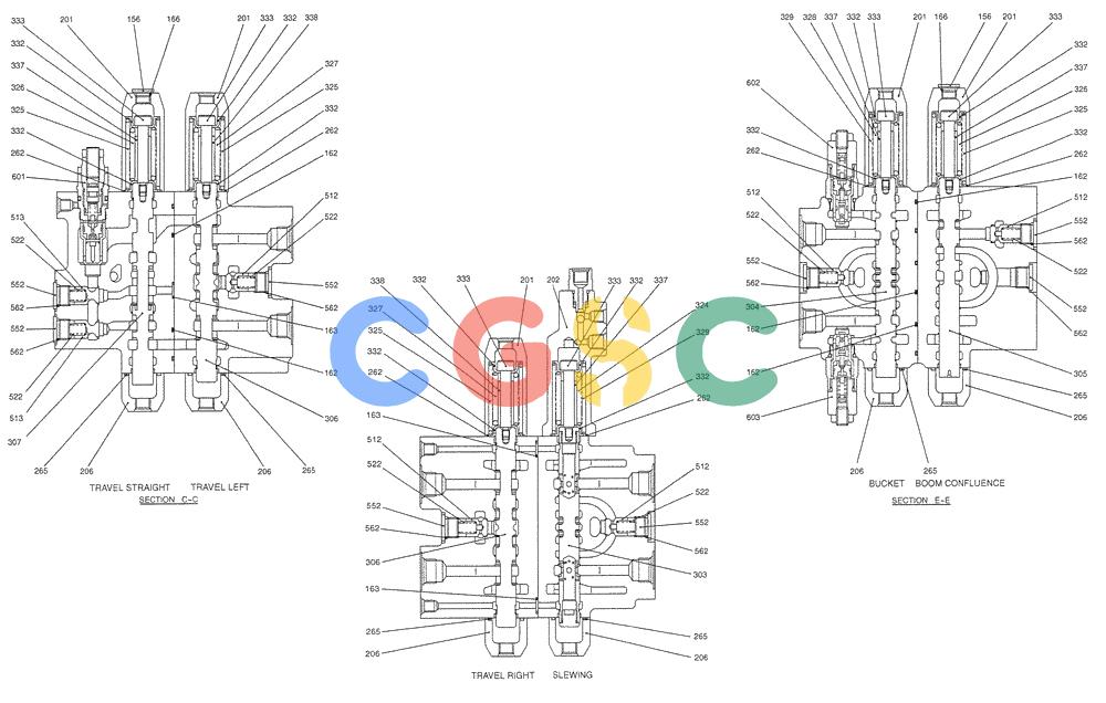 纽荷兰零件查询(E200SRLC) - CRAWLER EXCAVATOR BTW LA04-01506 - LA04-01625 (07-017[02]) - VALVE ASSY, CONTROL New Holland Constructuion