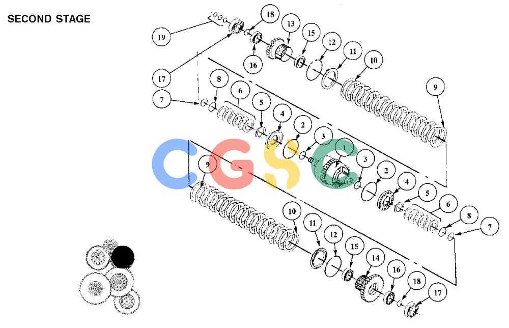 纽荷兰零件查询(AD250 (3.5 VERSION)) - ARTICULATED DUMP TRUCK (7/01-) (1.211[16]) - GEARBOX - CLUTCH, SECOND STAGE SHAFT New Holland Constructuion