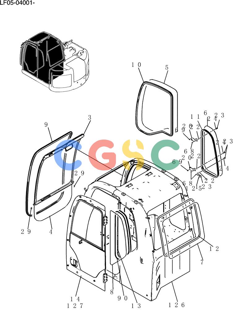 纽荷兰零件查询(E80BMSR) - CRAWLER EXCAVATOR ASN LF05-04001 - (N8TA18060) (180-17[1]) - CAB ASSY New Holland Constructuion