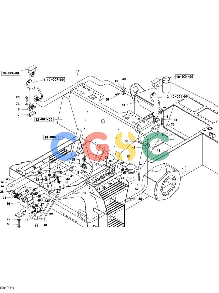 纽荷兰零件查询(CV900) - VIBRATORY ROLLER (9/01-) (10-005-00[01]) - HYDRAULIC CIRCUIT- OPERATOR'S COMPARTMENT TILTING CONTROL AND ENGINE HOOD New Holland Constructuion
