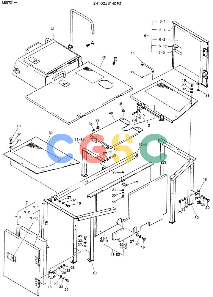 神钢零件查询(K903C) - EXCAVATOR ASN LE5701 (1/87-12/03) (01-012[01]) - GUARD ASSY, P/N 24100J6140F2 Kobelco