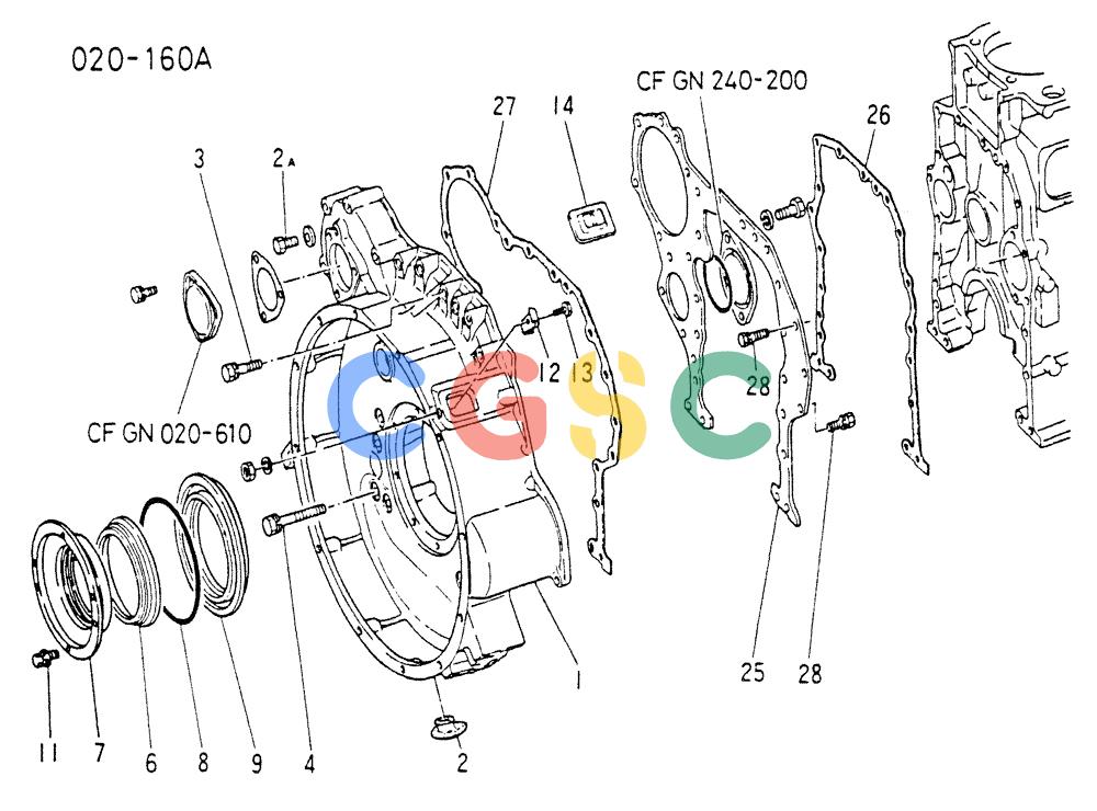 神钢零件查询(6D22C) - MITSUBISHI DIESEL ENGINE - K909A, K910, K912 & K935 (1/76-12/06) (01-004) - FLY WHEEL HOUSING Kobelco