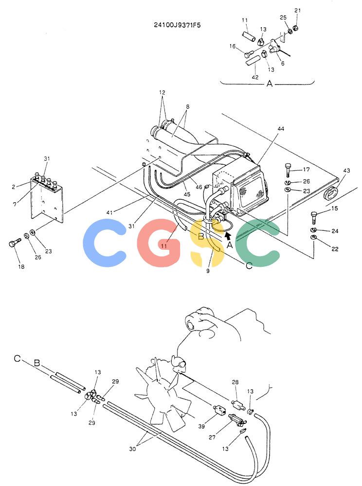 神钢零件查询(K907LC) - MARK II EXCAVATOR BTW YQU0001 - YQU0400 (1/87-12/03) (05-011) - HEATER & DEFROSTER Kobelco