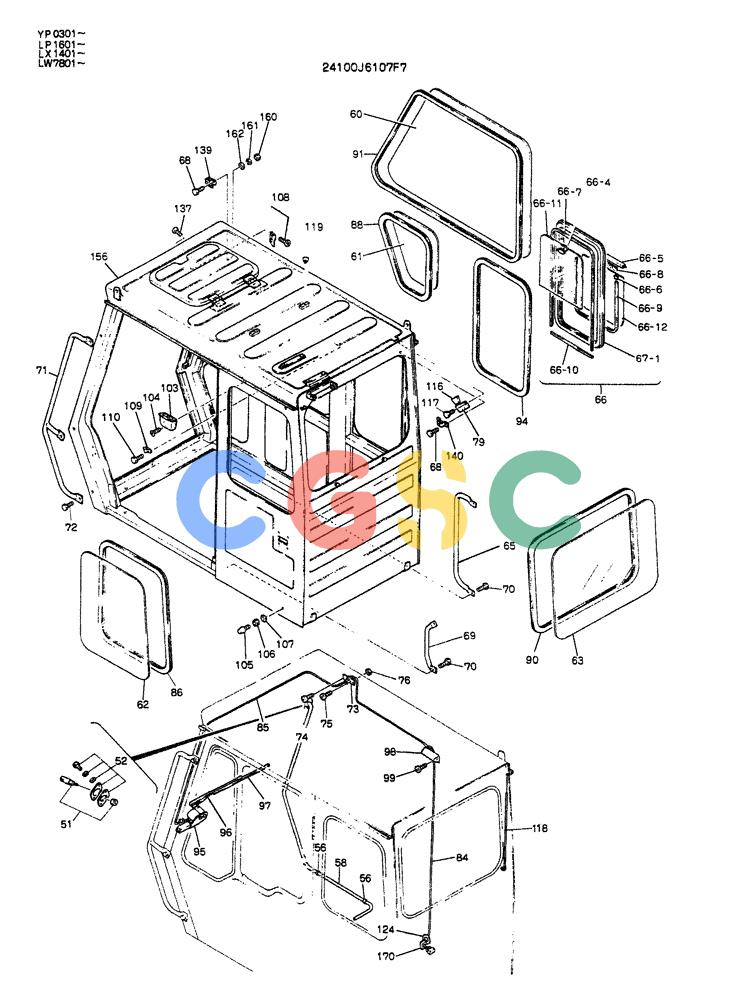 神钢零件查询(K905ALC) - EXCAVATOR ASN YP0301 (1/86-12/03) (02-005[01]) - CAB ASSY Kobelco
