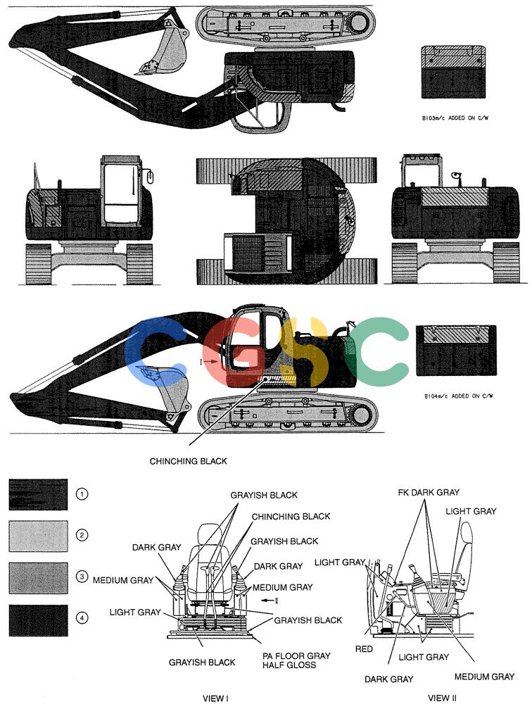 纽荷兰零件查询(E235SRLC) - CRAWLER EXCAVATOR BTW YU04-00837 - YU04-01417 (00-004) - PAINT COLOR New Holland Constructuion