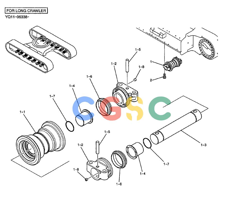 神钢零件查询(200-8) - EXCAVATOR S/N YN11-45001 - (1/06-12/09) (367-01A1) - ROLLER ASSY, TRACK Kobelco