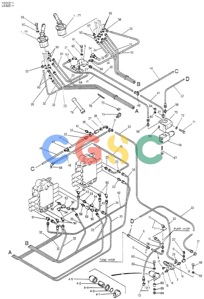 神钢零件查询(K907CLC) - EXCAVATOR BTW YG0101 - YG0500 (1/85-12/03) (03-006) - REMOTE-CONTROL ASSY (P/N-24100J4976F1) Kobelco