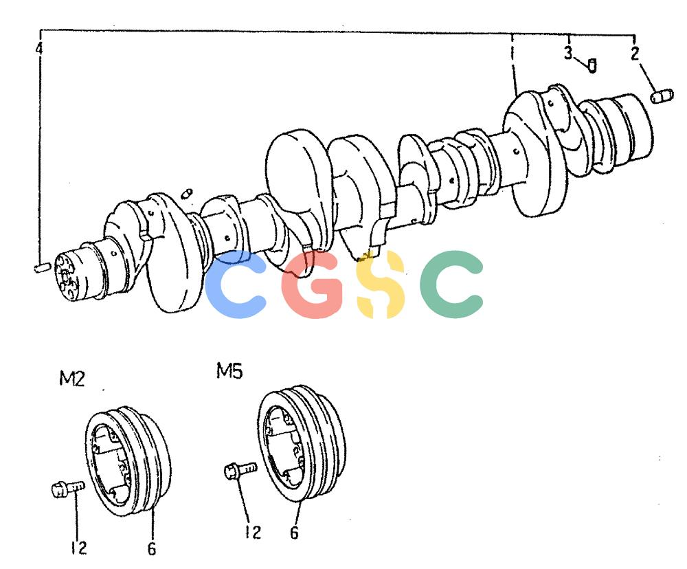 神钢零件查询(6D16-T) - MITSUBISHI DIESEL ENGINE - K909LC & MD240BLC (1/87-12/06) (01-020) - CRANKSHAFT & PULLEY P/N ME072197 Kobelco