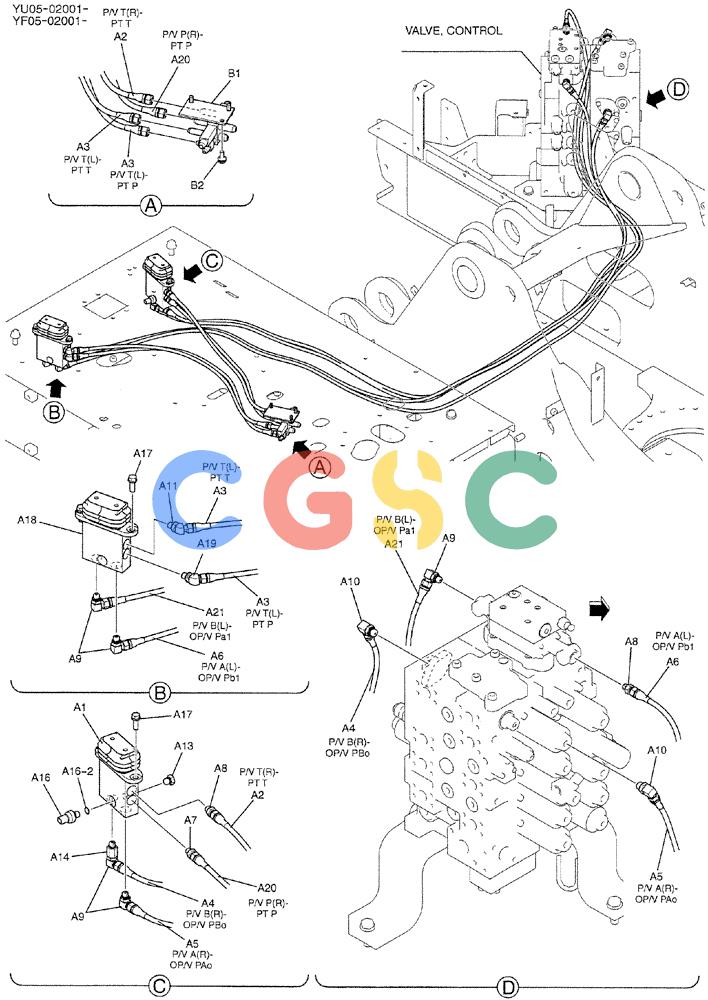 纽荷兰零件查询(E235BSRNLC) - CRAWLER EXCAVATOR ASN YU05-02001 (08-006) - CONTROL LINES, REMOTE (EXTRA & NIBBLER & BREAKER) New Holland Constructuion