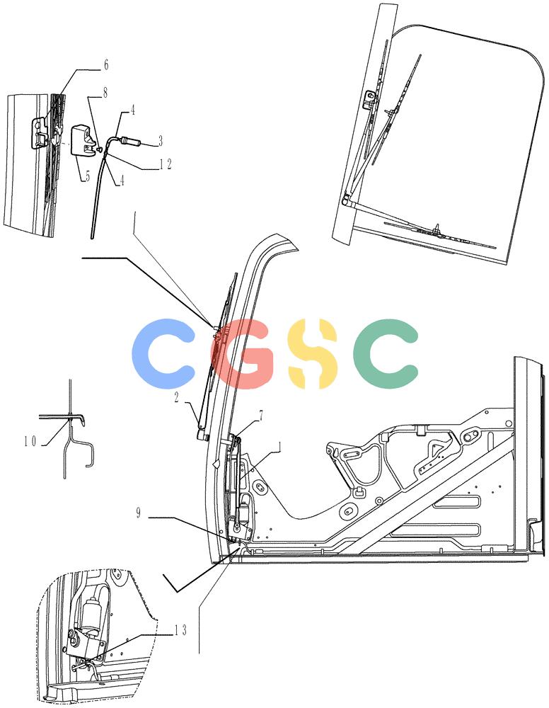 纽荷兰零件查询(E215B) - CRAWLER EXCAVATOR - TIER 3 (ROPS CAB) ASN NBDA21800 (6/13-) (01-064[10]) - CAB - WIPER INSTAL New Holland Constructuion
