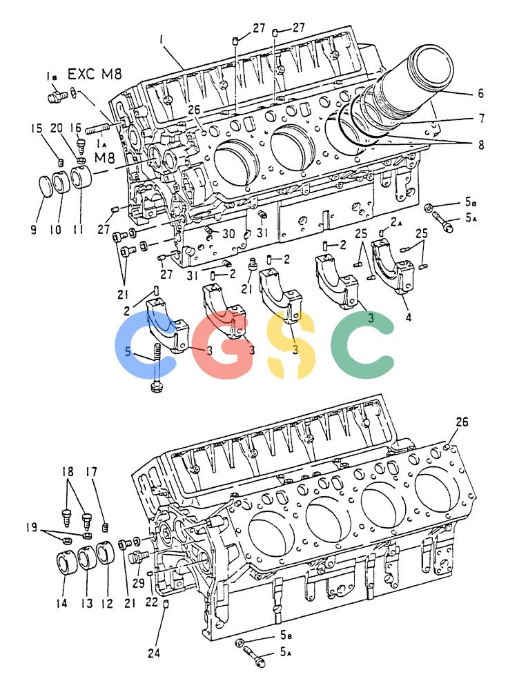 神钢零件查询(8DC9-T) - MITSUBISHI DIESEL ENGINE - K914 & K975 (1/79-12/06) (08-002) - CYLINDER BLOCK REPAIR KIT Kobelco