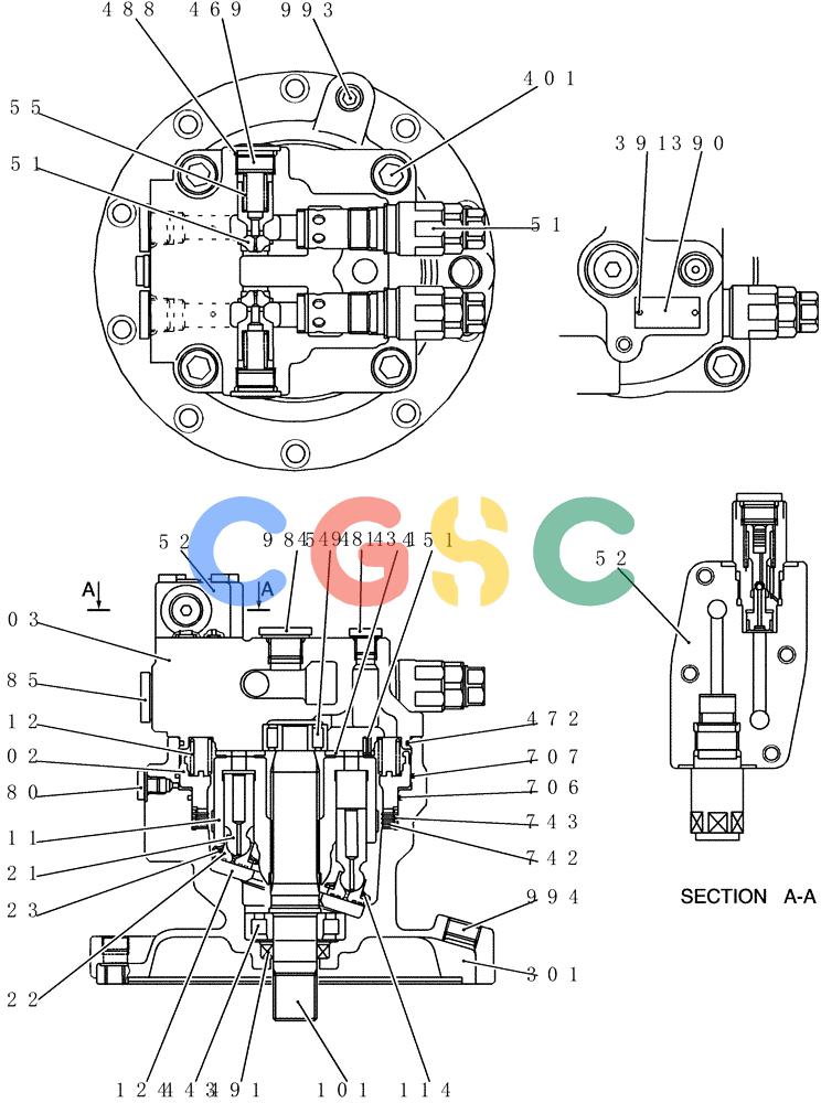 神钢零件查询(200-8) - EXCAVATOR S/N YN11-45001 - (1/06-12/09) (HC300-01-1) - MOTOR ASSY (SWING) Kobelco