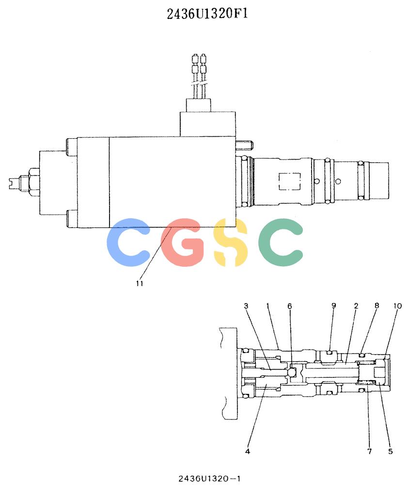 神钢零件查询(K905LC) - MARK II EXCAVATOR ASN YPU00001 (1/87-12/03) (11-015) - VALVE ASSY, SOLENOID, 2436U1320 Kobelco