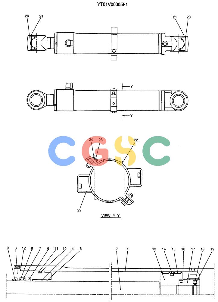 纽荷兰零件查询(E70SR) - MIDI CRAWLER EXCAVATOR ASN YT04-07175 (07-041) - CYLINDER ASSY, JIB (2-PIECE BOOM) New Holland Constructuion