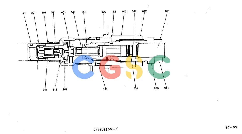 神钢零件查询(MD200BLC) - EXCAVATOR BTW YQ0101 - YQ0564 (1/80-12/06) (11-017) - VALVE ASSY, MAIN RELIEF- 2436U1306 F1 Kobelco