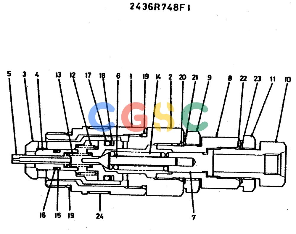 神钢零件查询(MD400LC) - EXCAVATOR BTW YS0101 - YS0200 (1/80-12/06) (09-018) - VALVE ASSY, RELIEF/ P.N. 2436R748F1 Kobelco