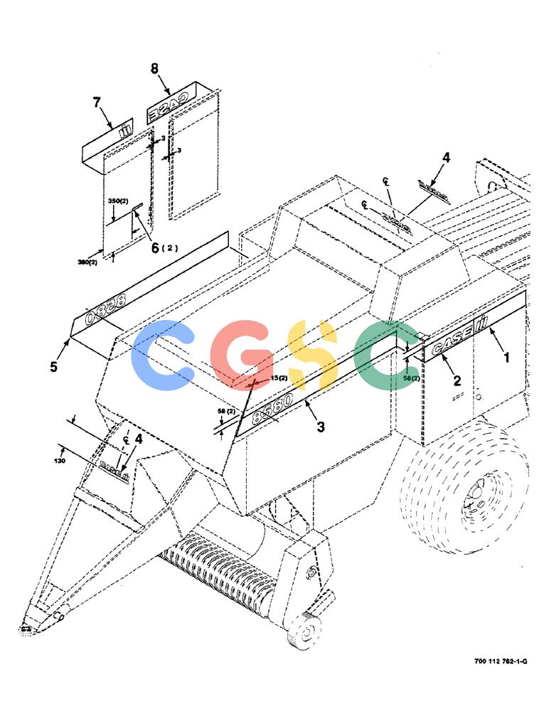 凯斯零件查询(8580) - CASE IH LARGE RECTANGULAR BALER (1/88-12/98) (09-04) - DECALS AND LOCATION DIAGRAM, S.N. CFH0026963 AND LATER Case Agriculture