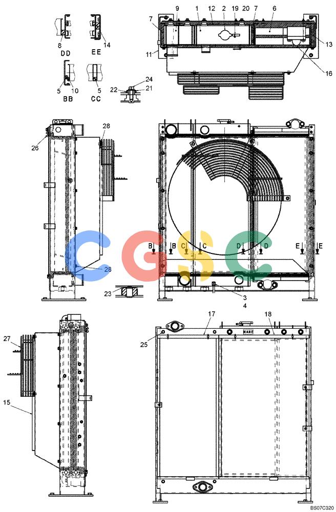 神钢零件查询(SK170-8) - ACERA MARK III EXCAVATOR - TIER 3 (NA) ASN YM04-U1601 - (5/07-12/12) (02-06[00]) - RADIATOR ASSEMBLY (YM05P00020F1 & YM05P00020F2) Kobelco