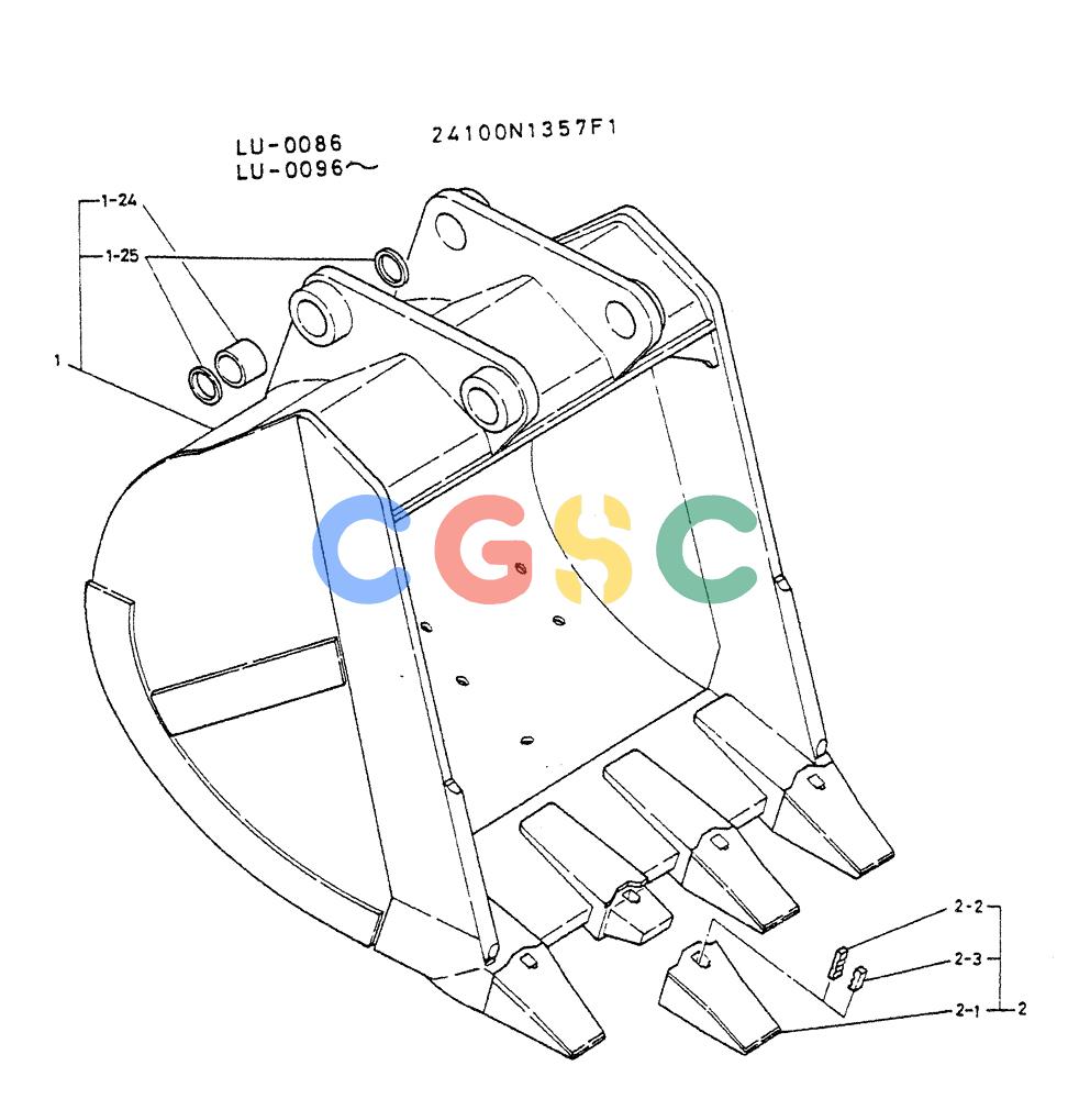 神钢零件查询(K935) - EXCAVATOR SUPPLEMENT ASN LU00154 (1/76-12/03) (08-008) - BUCKET ASSY, 1.4M³ FOR ARM 5.25M Kobelco