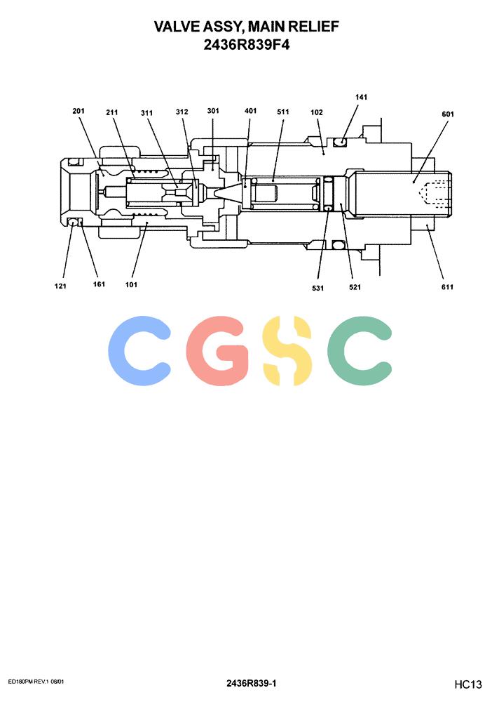 神钢零件查询(ED180) - BLADE RUNNER EXCAVATOR/DOZER ASN YLU0001 (1/99-12/01) (12-006) - VALVE ASSY, MAIN RELIEF (2436R839F4) Kobelco