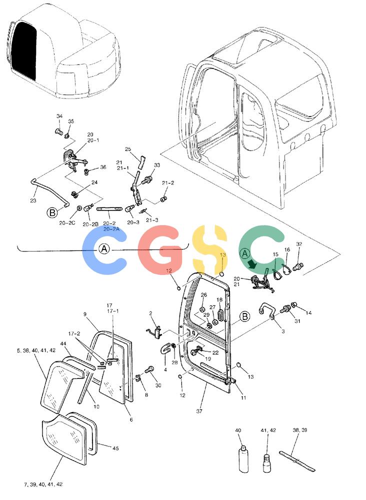 纽荷兰零件查询(EH80) - MIDI CRAWLER EXCAVATOR ASN LF04-02000 (N4TA18001 thru N4TA18010, ASN N5TA18011 -) (NA) (1/ (066) - DOOR ASSEMBLY, CAB New Holland Constructuion