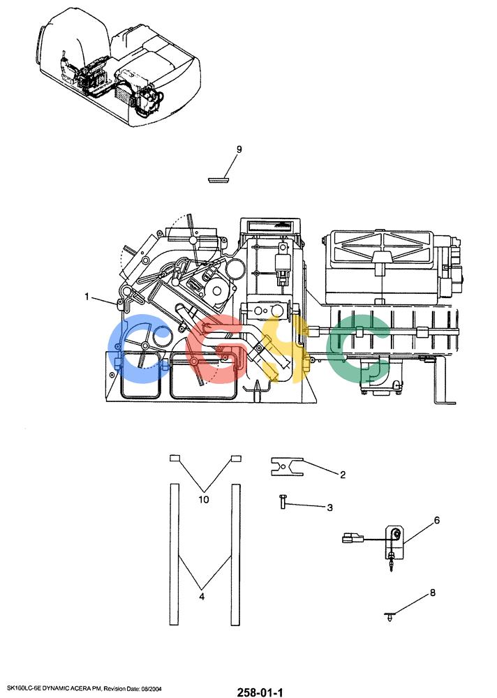 神钢零件查询(SK160LC-6E) - DYNAMIC ACERA EXCAVATOR 08/2004 ASN YM03U0523 (8/04-12/07) (01-059) - CONDTIONER ASSY, AIR, P/N YN20M00065F1 Kobelco