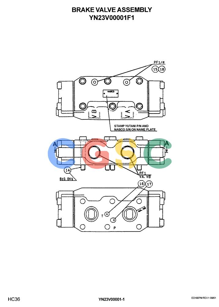 神钢零件查询(ED180) - BLADE RUNNER EXCAVATOR/DOZER ASN YLU0001 (1/99-12/01) (12-018[01]) - BRAKE VALVE ASSEMBLY Kobelco