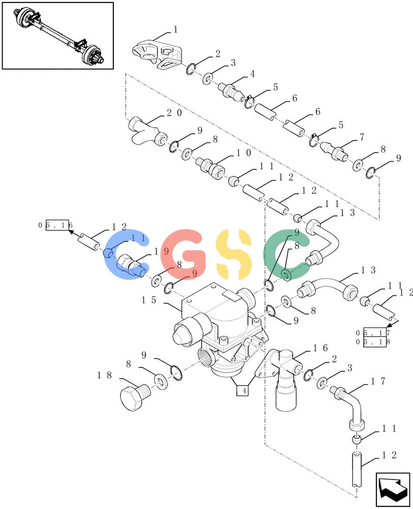 凯斯零件查询(LBX431S) - BIG RECTANGULAR BALER (6/01-12/03) (05.15[01]) - PNEUMATIC BRAKES, BRAKE VALVE Case Agriculture