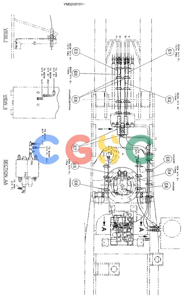 神钢零件查询(SK160LC) - DYNAMIC ACERA EXCAVATOR 11/2000 ASN YM02U0101 (11/00-12/02) (01-032[04]) - REMOTE CONTROL LINES (BOOM & ARM SAFETY) Kobelco