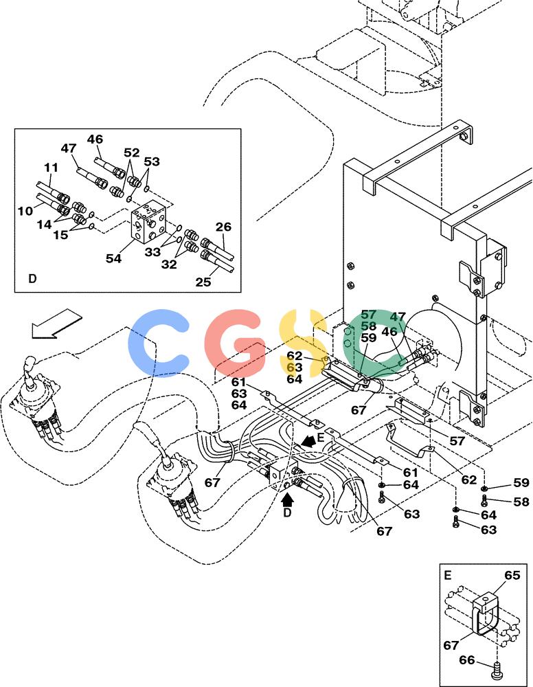 纽荷兰零件查询(E805) - CRAWLER EXCAVATOR (1/05-) (08-051-01[01]) - HYDRAULIC CIRCUIT - PILOT CONTROL LINES WITH LOAD HOLD New Holland Constructuion