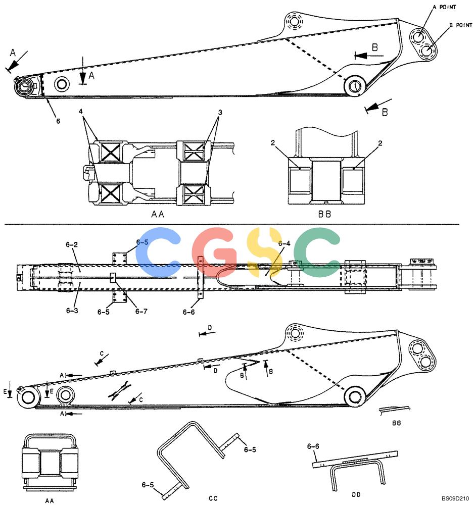 神钢零件查询(NIBBLER) - & BREAKER - SK70SR-1E SHORT RADIUS EXCAVATOR ASN YT02-04001 (4/03-12/04) (06-113[00]) - ARM, LONG 2.07M (6FT 9IN) (EXTRA, NIBBLER & BREAKER), (YT12B00080F3) Kobelco