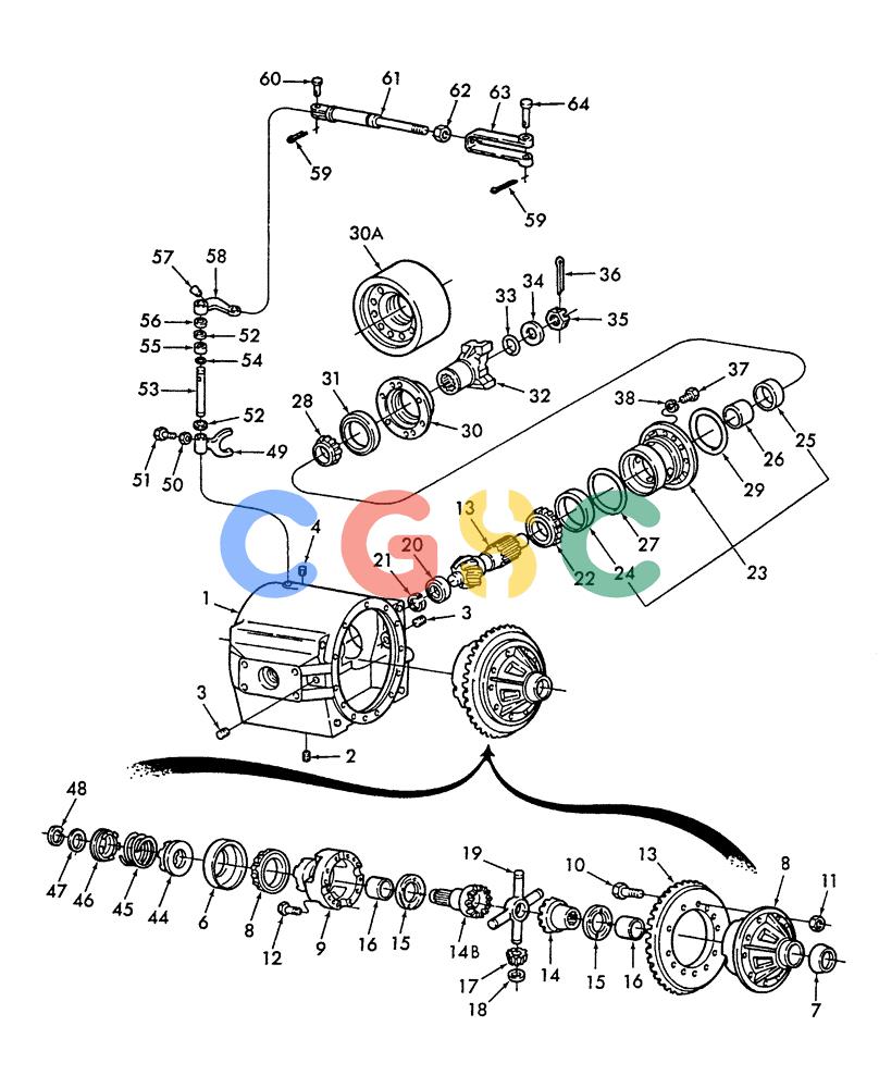 纽荷兰零件查询(D60) - DRIVE AXLE (1/80-12/90) (006) - AXLE CENTER HOUSING ASSEMBLY, W/DIFFERENTIAL LOCK New Holland Constructuion