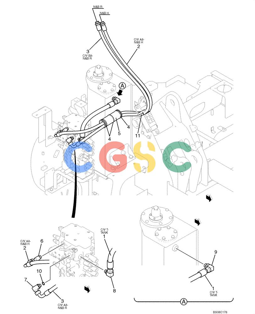 纽荷兰零件查询(E70BSR) - COMPACT CRAWLER EXCAVATOR BTW YT05-15001 - 18000 (NA) (4/08-) (06-03-00[00]) - UPPER HYDRAULIC LINES (NIBBLER & BREAKER) (YT03H00054F1) New Holland Constructuion