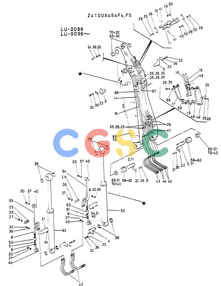 神钢零件查询(K935) - EXCAVATOR SUPPLEMENT ASN LU00154 (1/76-12/03) (08-011) - BOOM ASSY FOR LOADING Kobelco