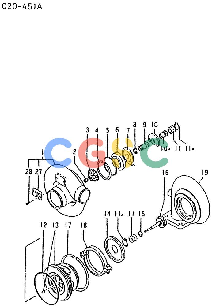 神钢零件查询(K907LC) - MARK II EXCAVATOR BTW YQ0101 - YQ0564 (1/87-12/03) (12-018) - TURBO-CHARGER (INNER PARTS) Kobelco