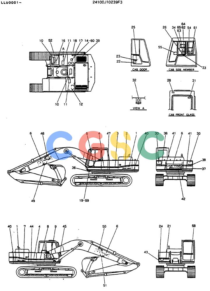 神钢零件查询(MD240BLC) - EXCAVATOR BTW LLU0001 - LLU0300 (1/80-12/06) (10-001) - LABEL, NAME-PLATE Kobelco