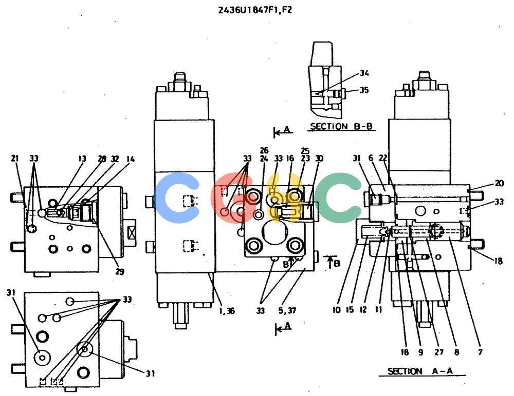 神钢零件查询(MD400LC) - EXCAVATOR BTW YS0101 - YS0200 (1/80-12/06) (09-036) - REGULATOR ASSY/ P.N. 2436U1847F1-F2 Kobelco