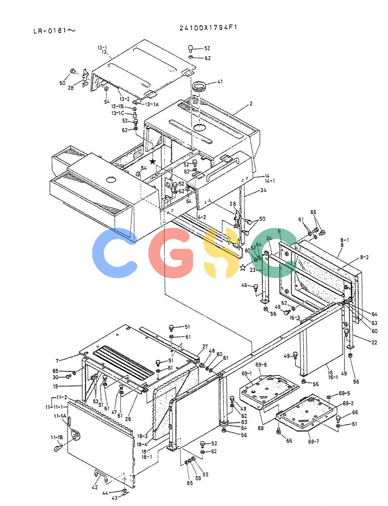 神钢零件查询(K914) - EXCAVATOR ASN LR-0143 (1/79-12/03) (02-022 [01]) - GUARD ASSY (FOR SILENT TYPE) P/N 24100X1794F1 Kobelco